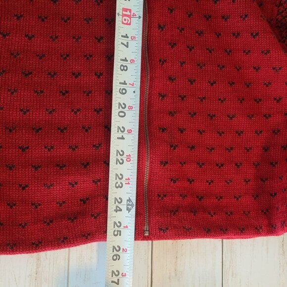 Vintage Ralph Lauren Red Fair Isle Wool Cardigan Sweater Cozy Cabin Heritage Med - Picture 7 of 8